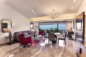 Luxury Suite, Ocean View, Beachside | Living area | 42-inch LED TV with satellite channels, TV - Sun N Sand Hotel Mumbai (Mumbai)
