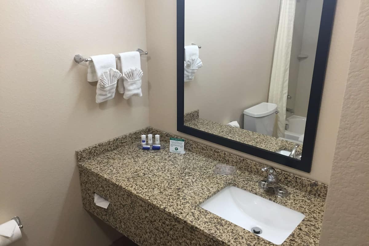 free toiletries, hair dryer, towels