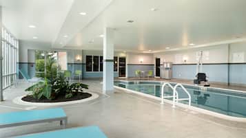 Indoor pool, open 5 AM to 10 PM, pool loungers