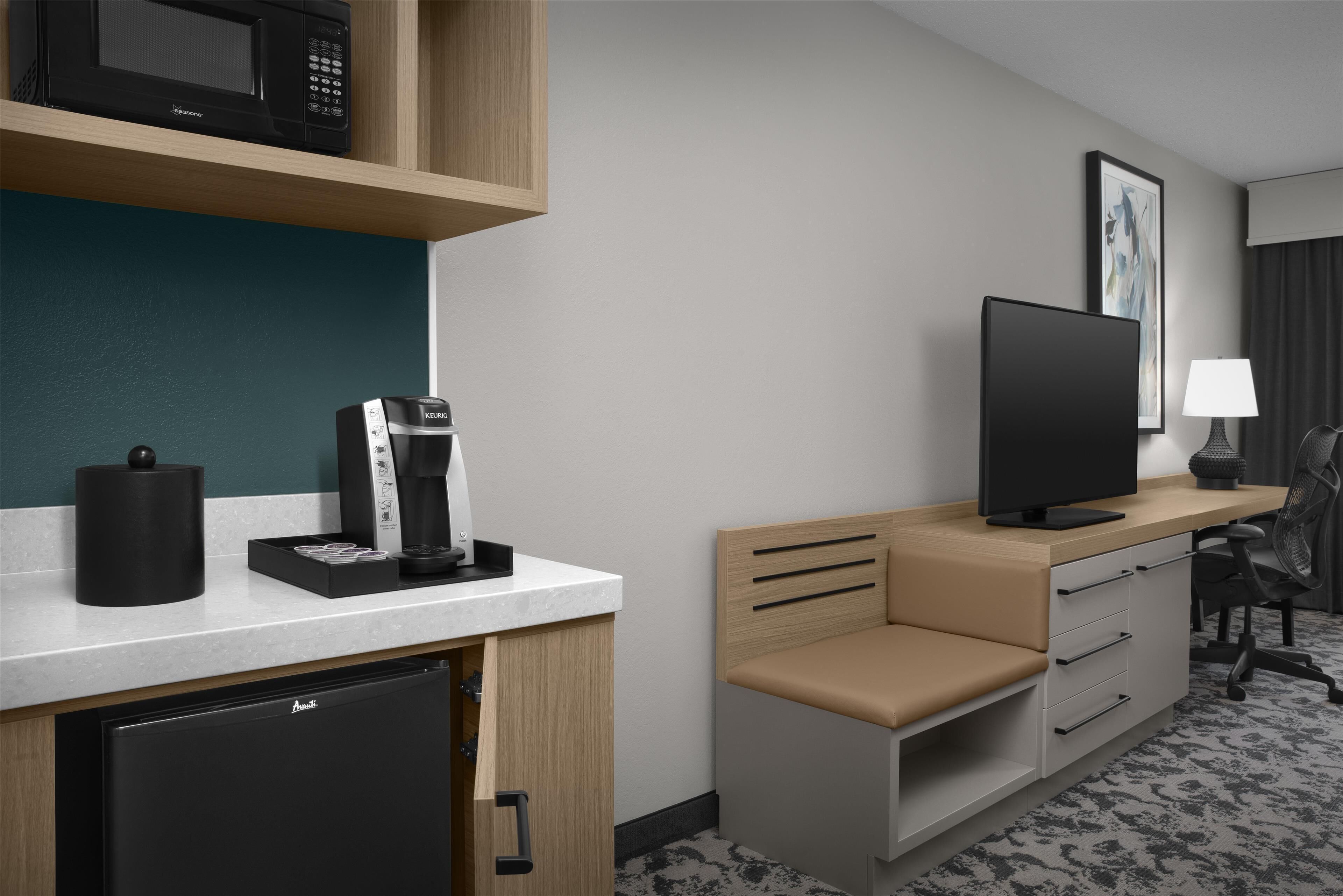 1 bedroom, desk, blackout curtains, iron/ironing board