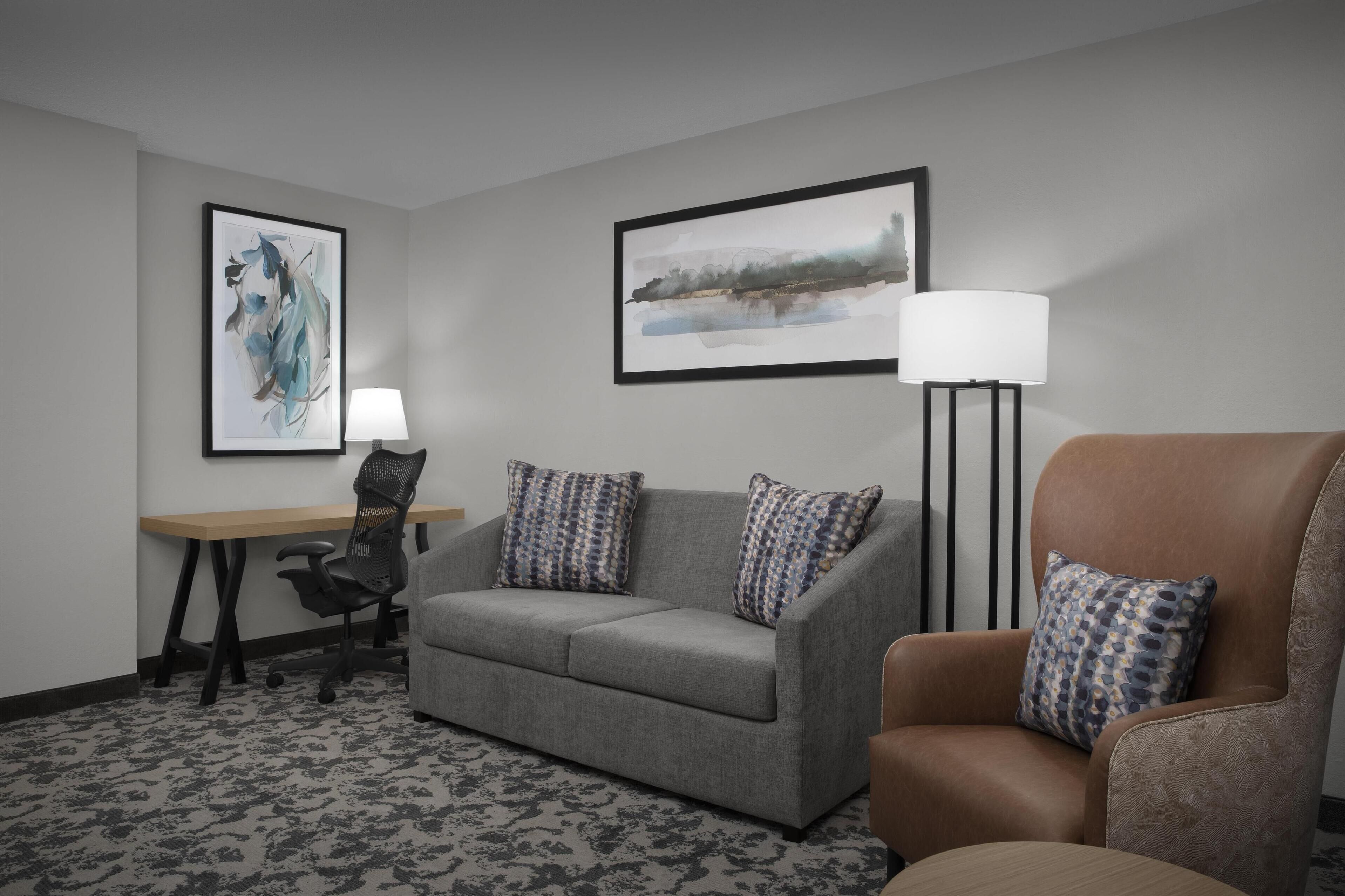 1 bedroom, desk, blackout curtains, iron/ironing board