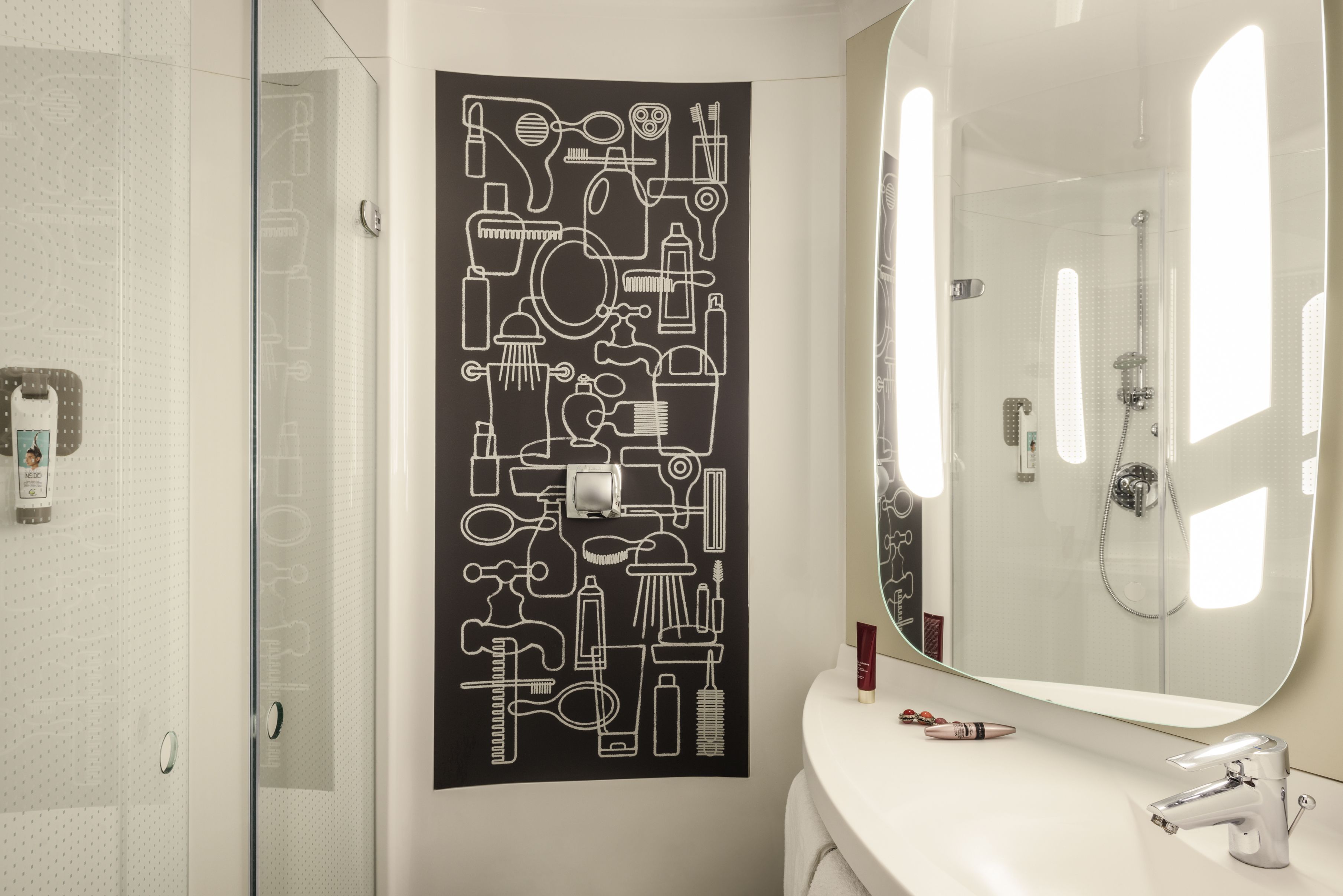 shower, eco-friendly toiletries, hair dryer, towels