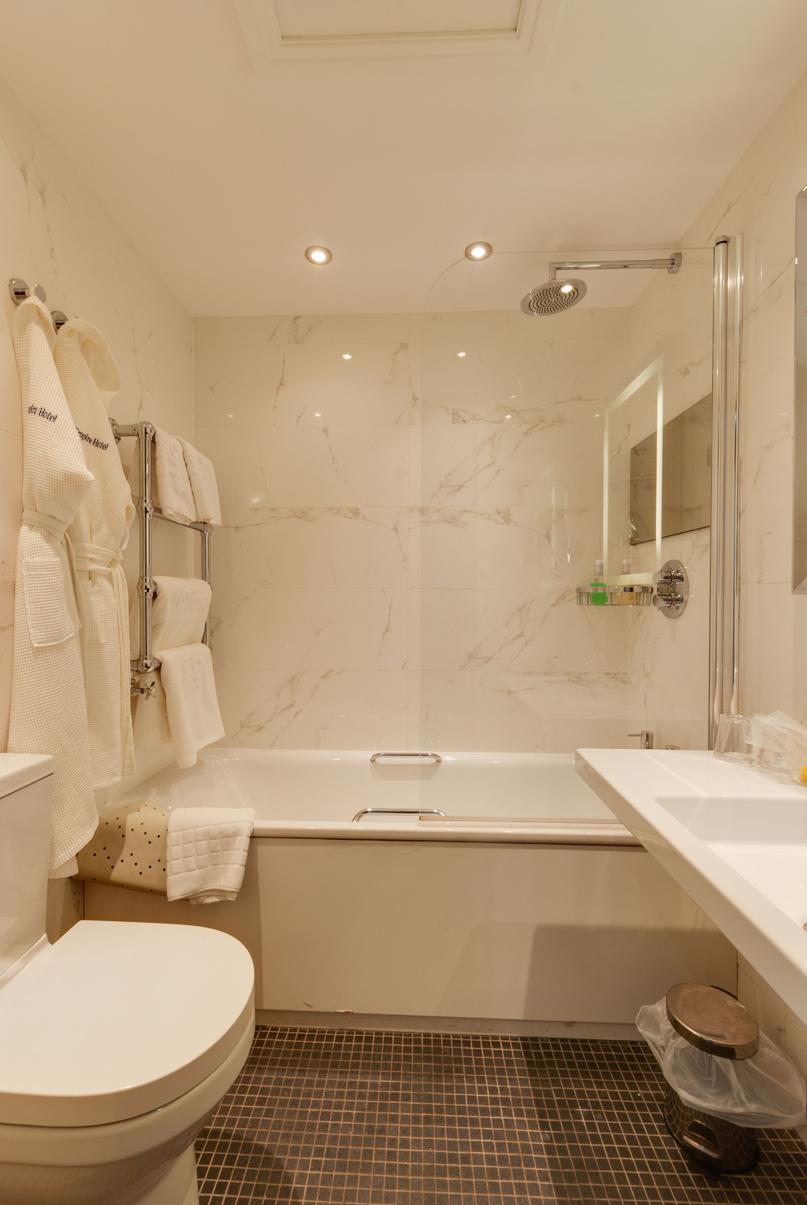 free toiletries, hair dryer, bathrobes