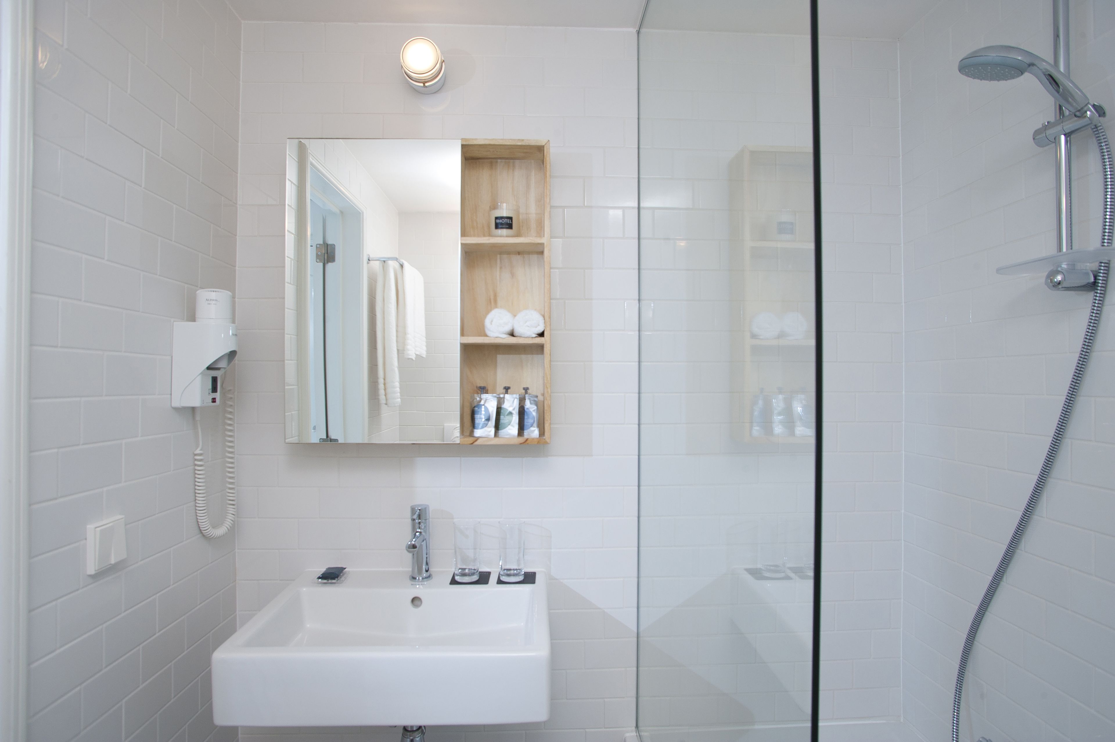 free toiletries, hair dryer, towels