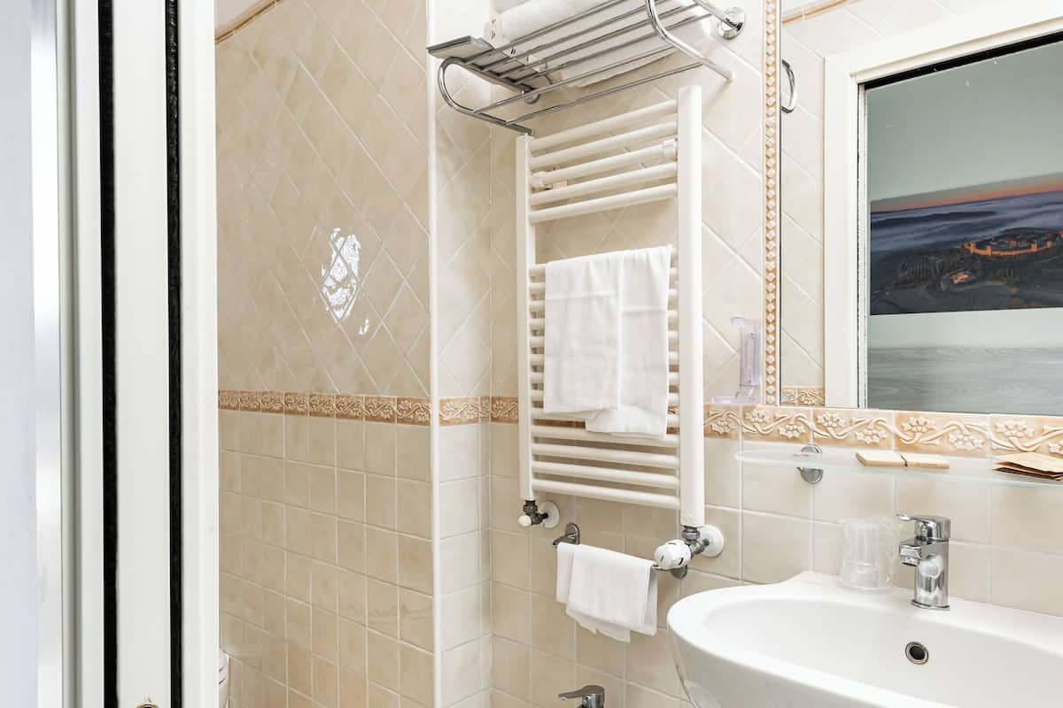 standard double room, city view | bathroom | free toiletries, hair dryer, bidet, towels