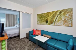 1 bedroom, desk, laptop workspace, iron/ironing board