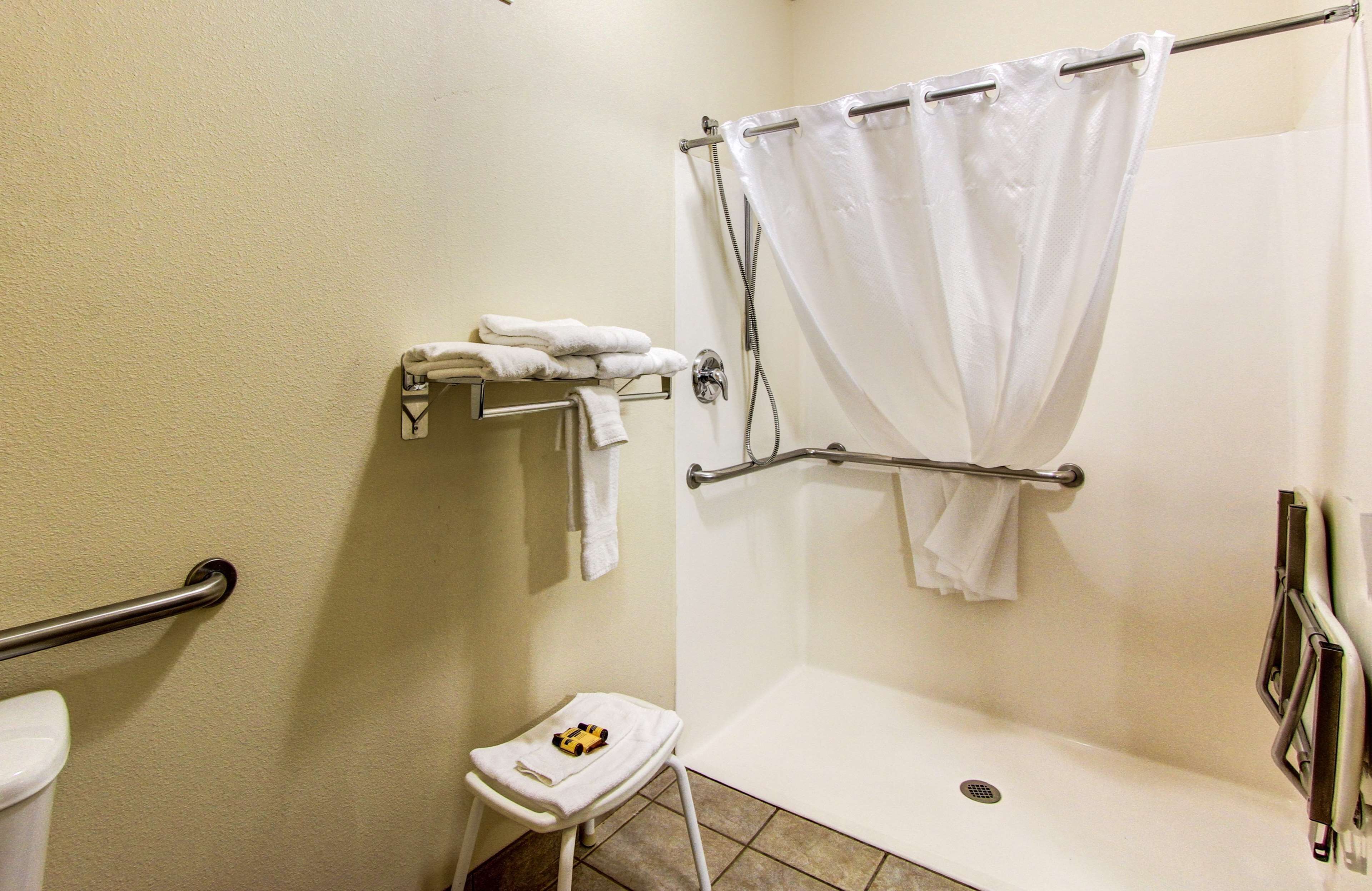 standard room, 1 queen bed, accessible, non smoking | bathroom | combined shower/bathtub, free toiletries, hair dryer, towels