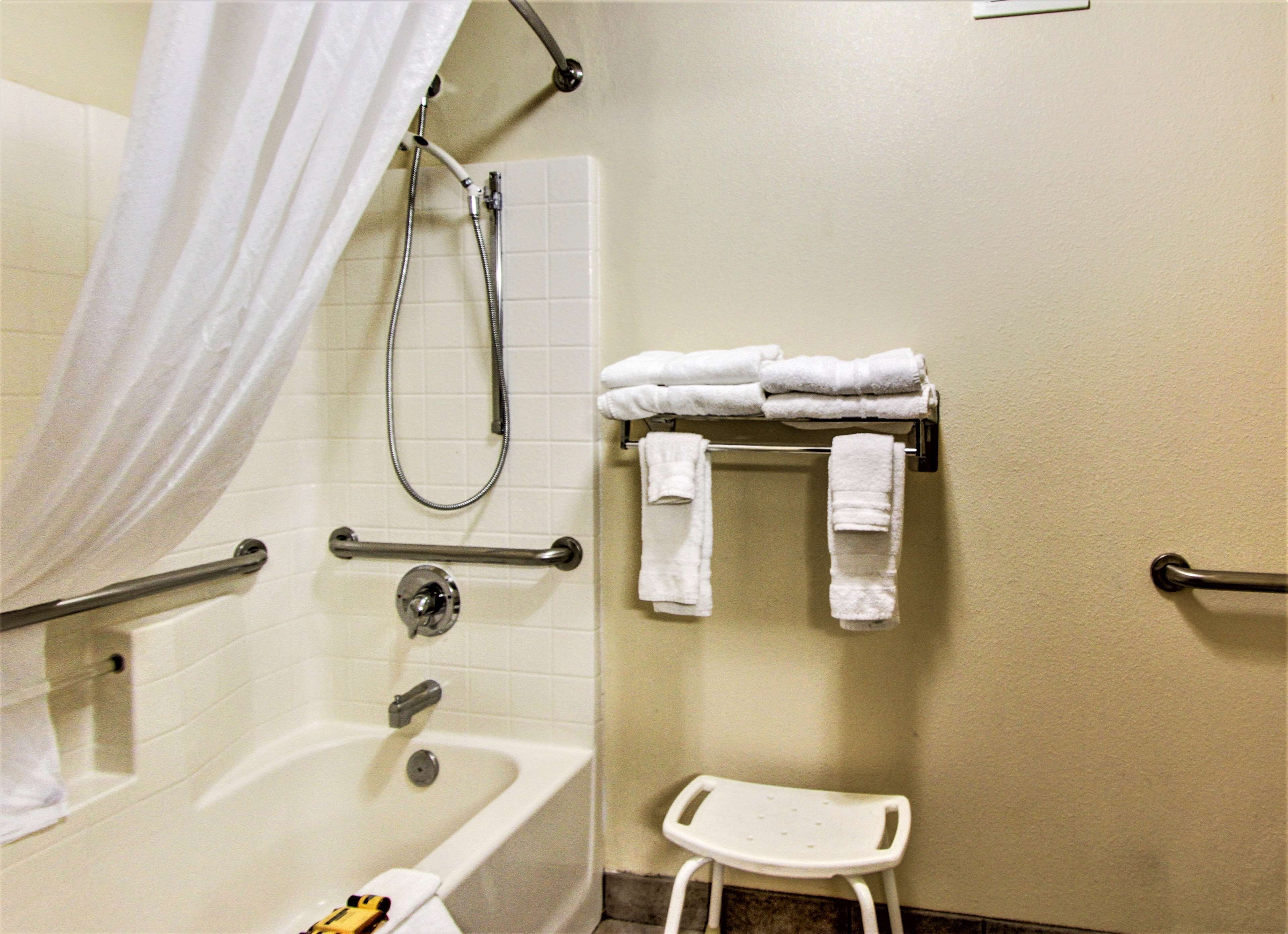 standard room, 2 queen beds, accessible, non smoking | bathroom | combined shower/bathtub, free toiletries, hair dryer, towels