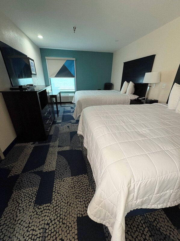 Room, 2 Queen Beds, Non Smoking | In-room safe, desk, laptop workspace, iron/ironing board