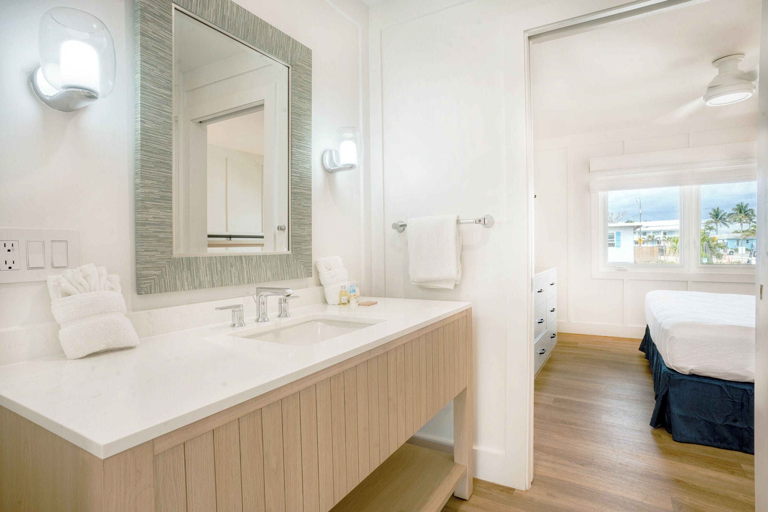 offshore king, 1 bedroom studio (family friendly, not pet friendly) | bathroom | shower, hair dryer, towels