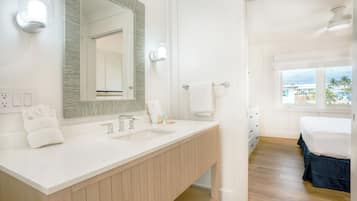 Offshore Luxury King, 1 Bedroom Suite (Family friendly, Not Pet Friendly) | Bathroom | Shower, hair dryer, towels