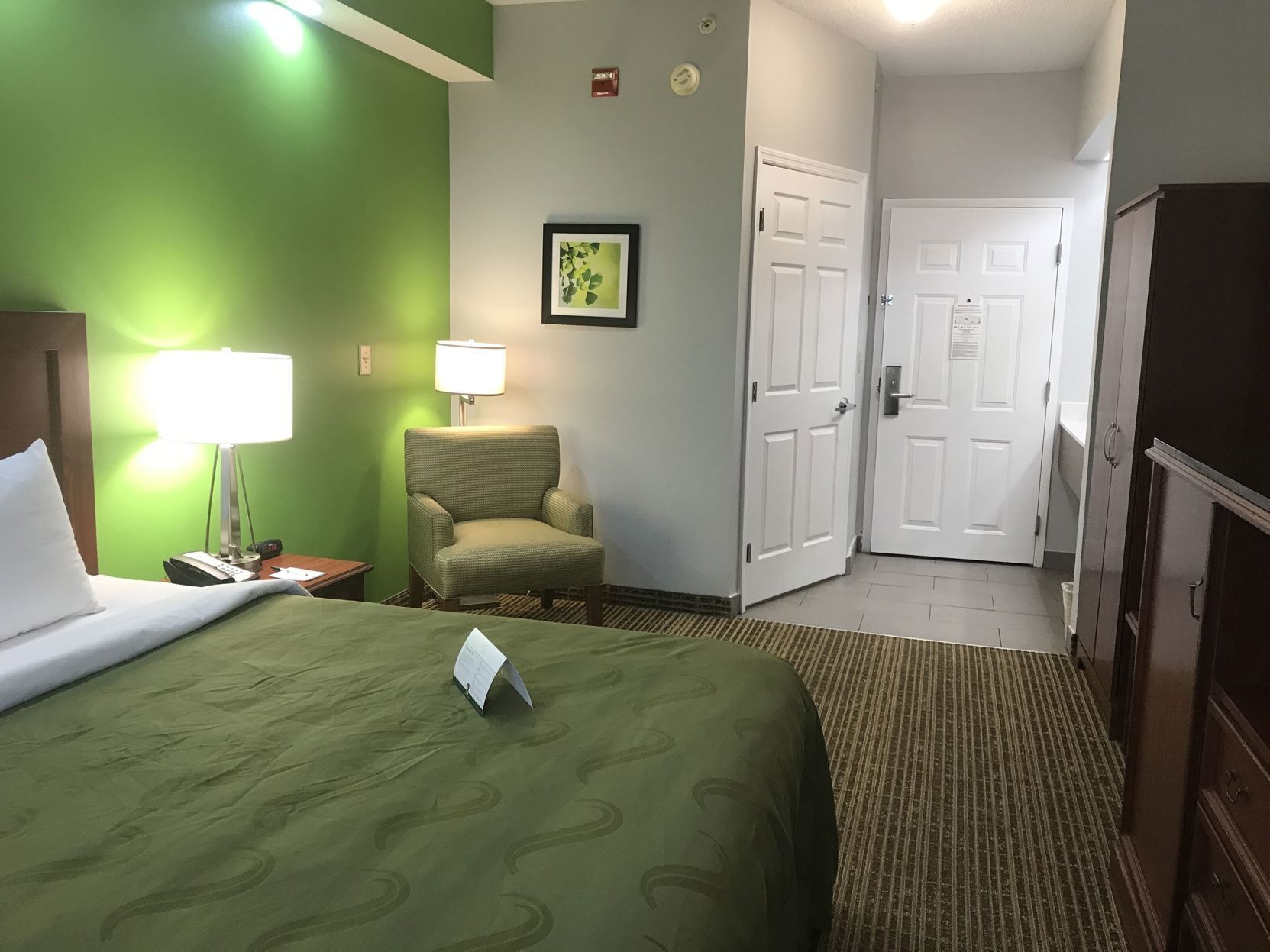 Premium bedding, pillowtop beds, desk, laptop workspace