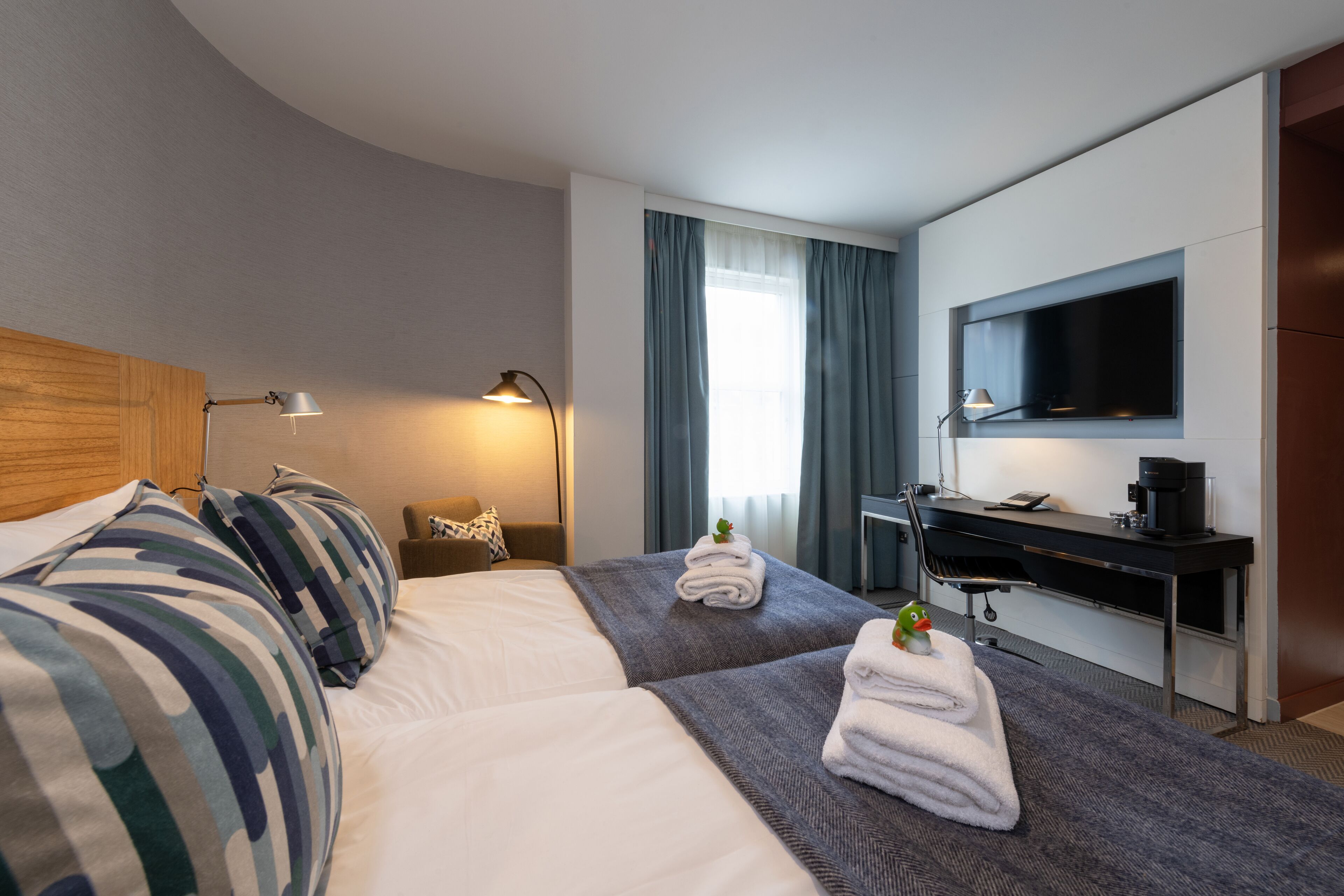 castle view twin room | hypo-allergenic bedding, in-room safe, desk, blackout curtains