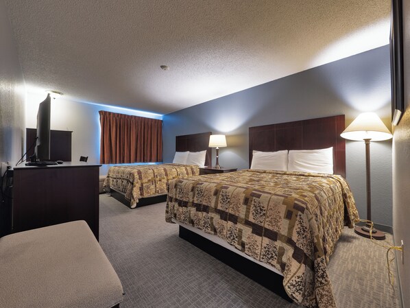 Premium bedding, down duvets, desk, laptop workspace
