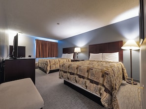 Premium bedding, down duvets, desk, laptop workspace