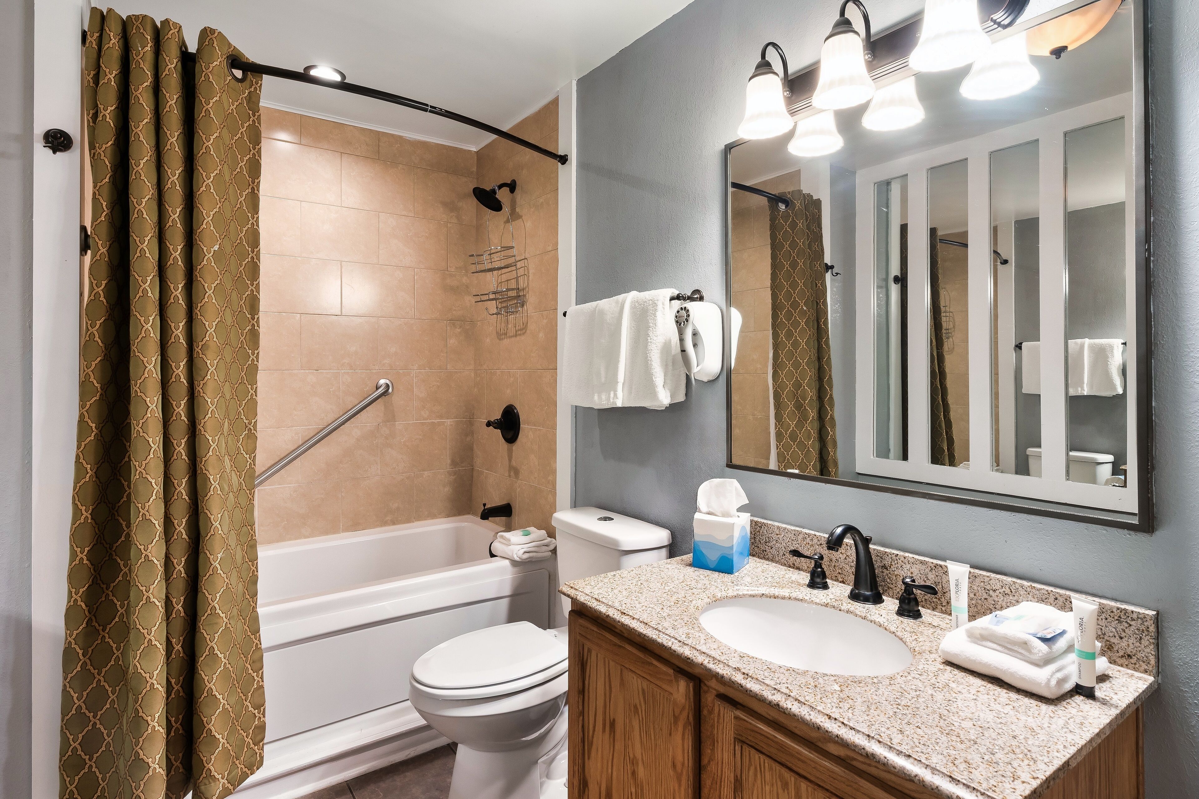 free toiletries, hair dryer, towels, soap