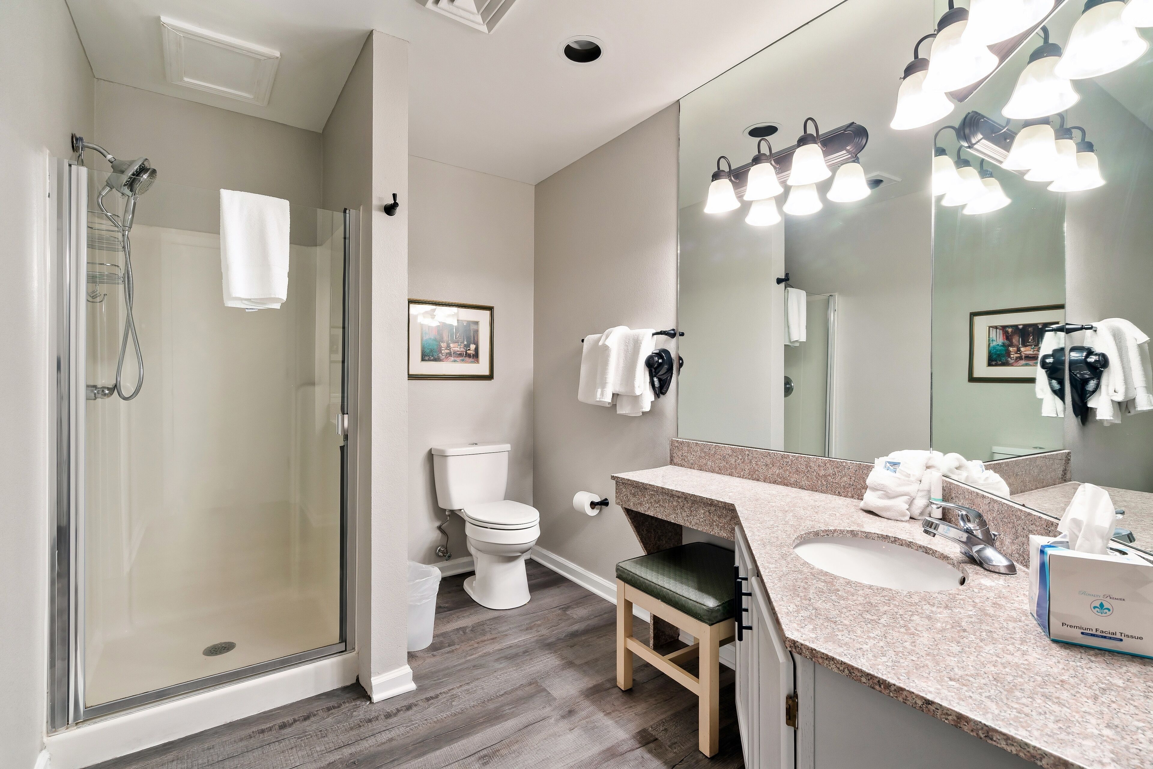 free toiletries, hair dryer, towels, soap