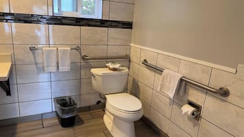 Standard Room, 1 King Bed, Accessible, Non Smoking | Bathroom | Shower, free toiletries, hair dryer, towels