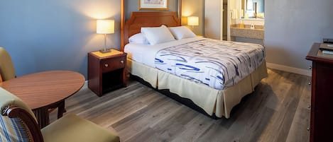 Egyptian cotton sheets, premium bedding, desk, iron/ironing board