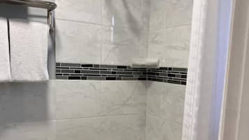 Standard Room, 2 Queen Beds, Non Smoking | Bathroom | Shower, free toiletries, hair dryer, towels