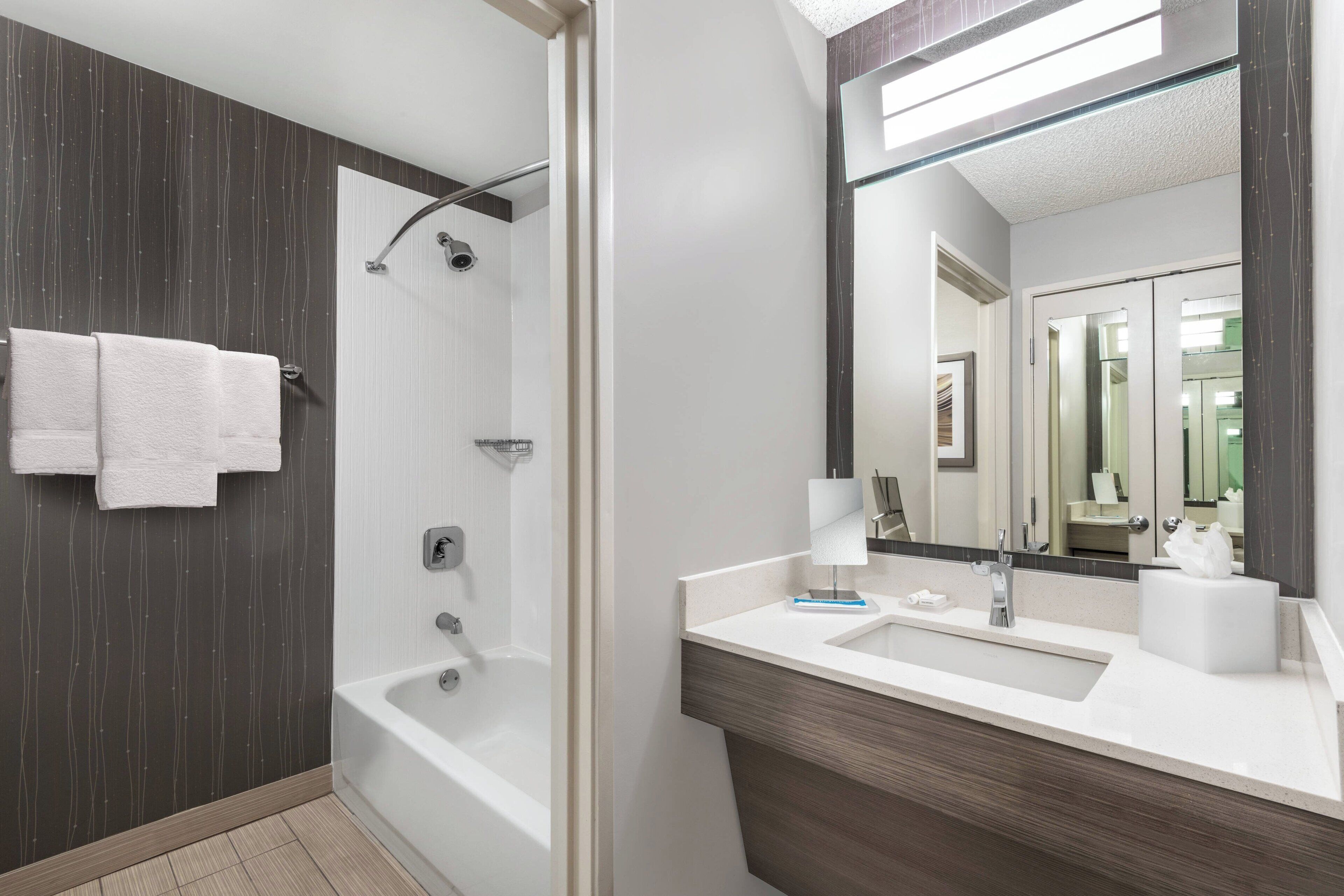 free toiletries, hair dryer, towels, toilet paper