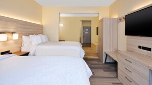 A hotel room with two beds, a TV, and a wooden wardrobe. - Holiday Inn Express & Suites Absecon-Atlantic City by IHG (Absecon)
