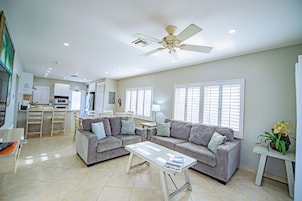 42-inch flat-screen TV with cable channels, TV, Netflix