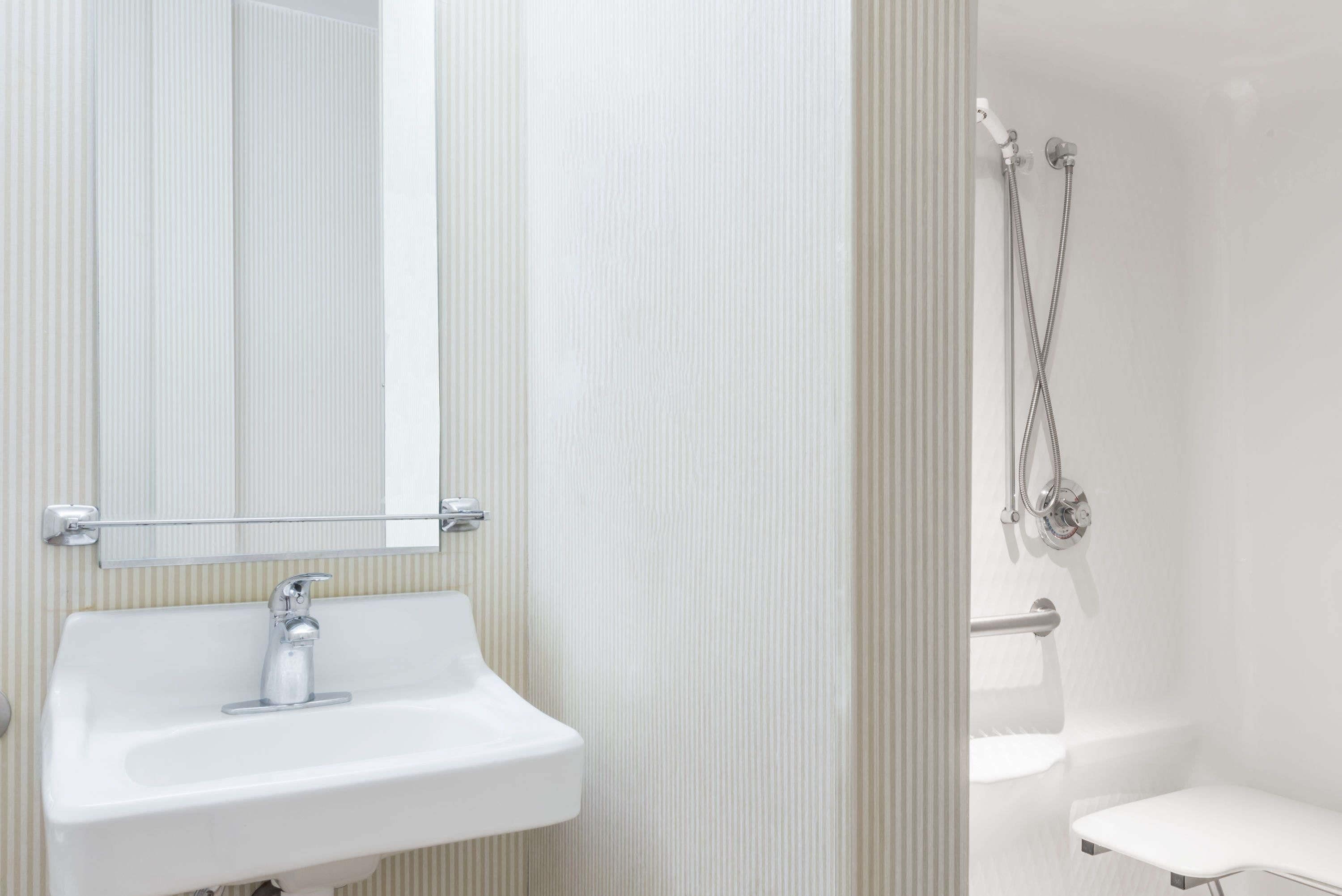 combined shower/bathtub, free toiletries, hair dryer, towels