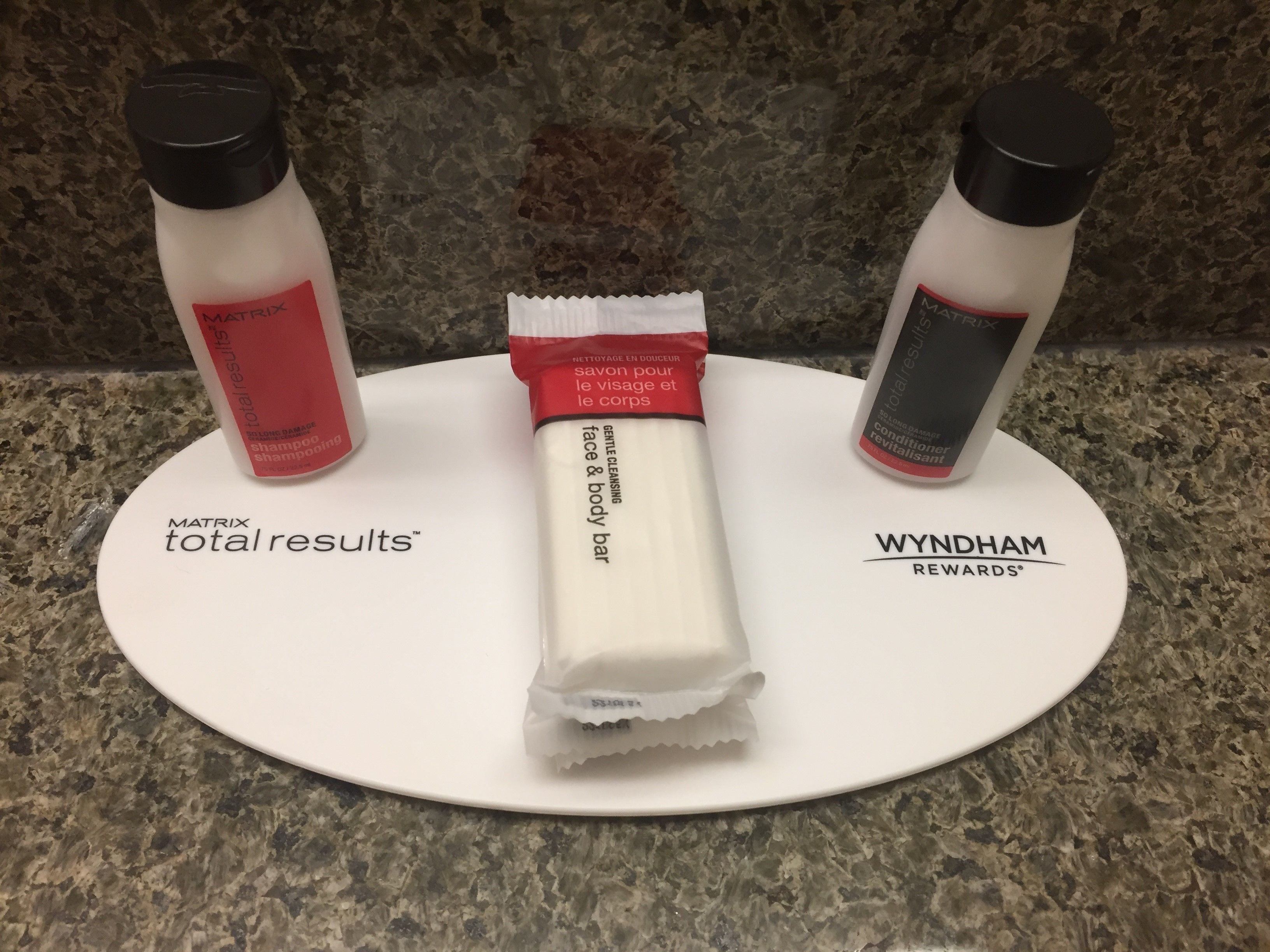 combined shower/bathtub, free toiletries, hair dryer, towels