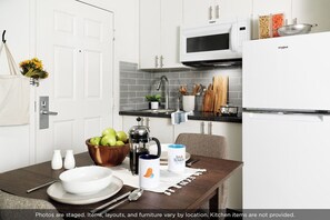 Fridge, microwave, stovetop, freezer