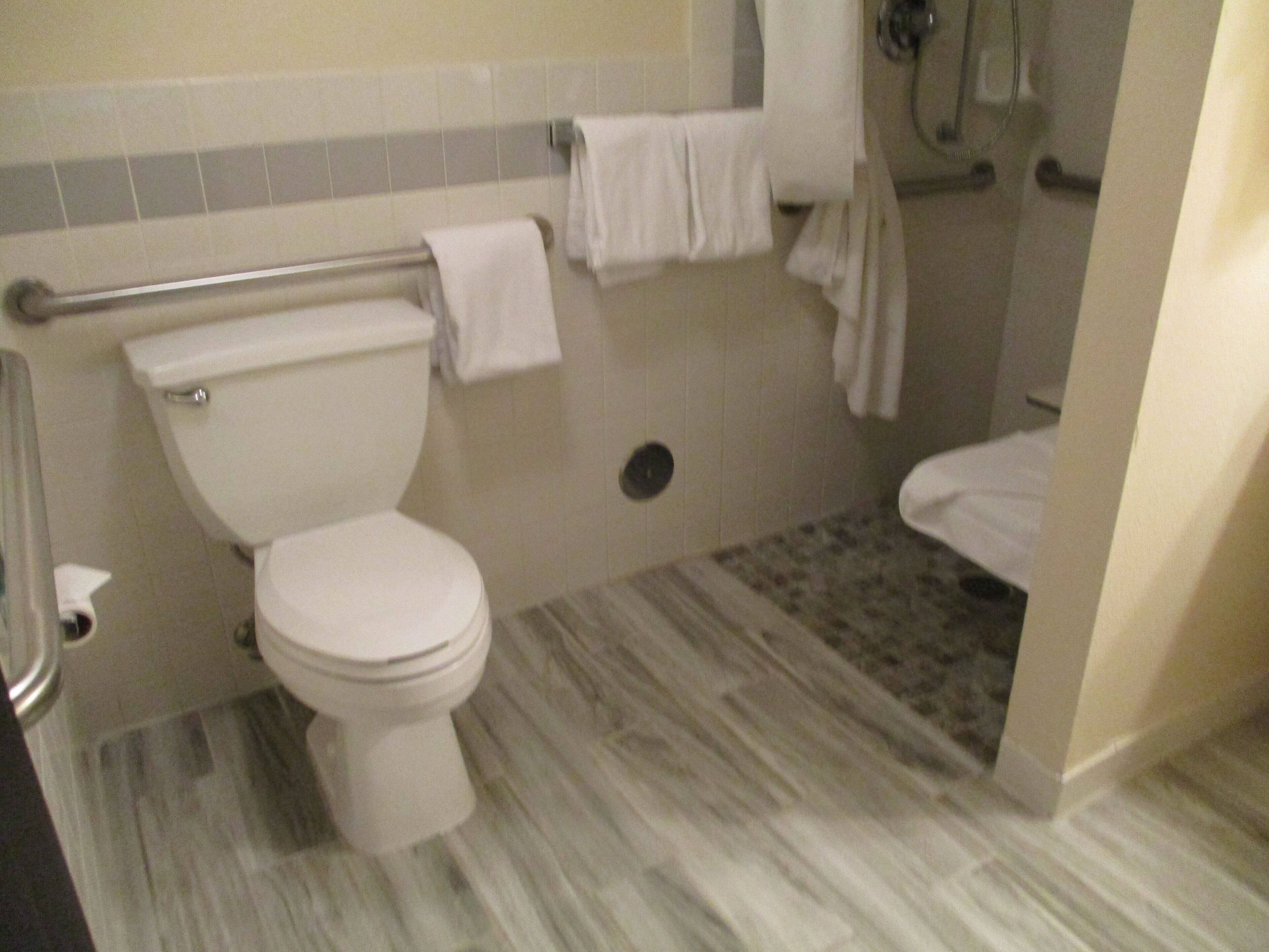 combined shower/bathtub, deep-soaking bathtub, free toiletries