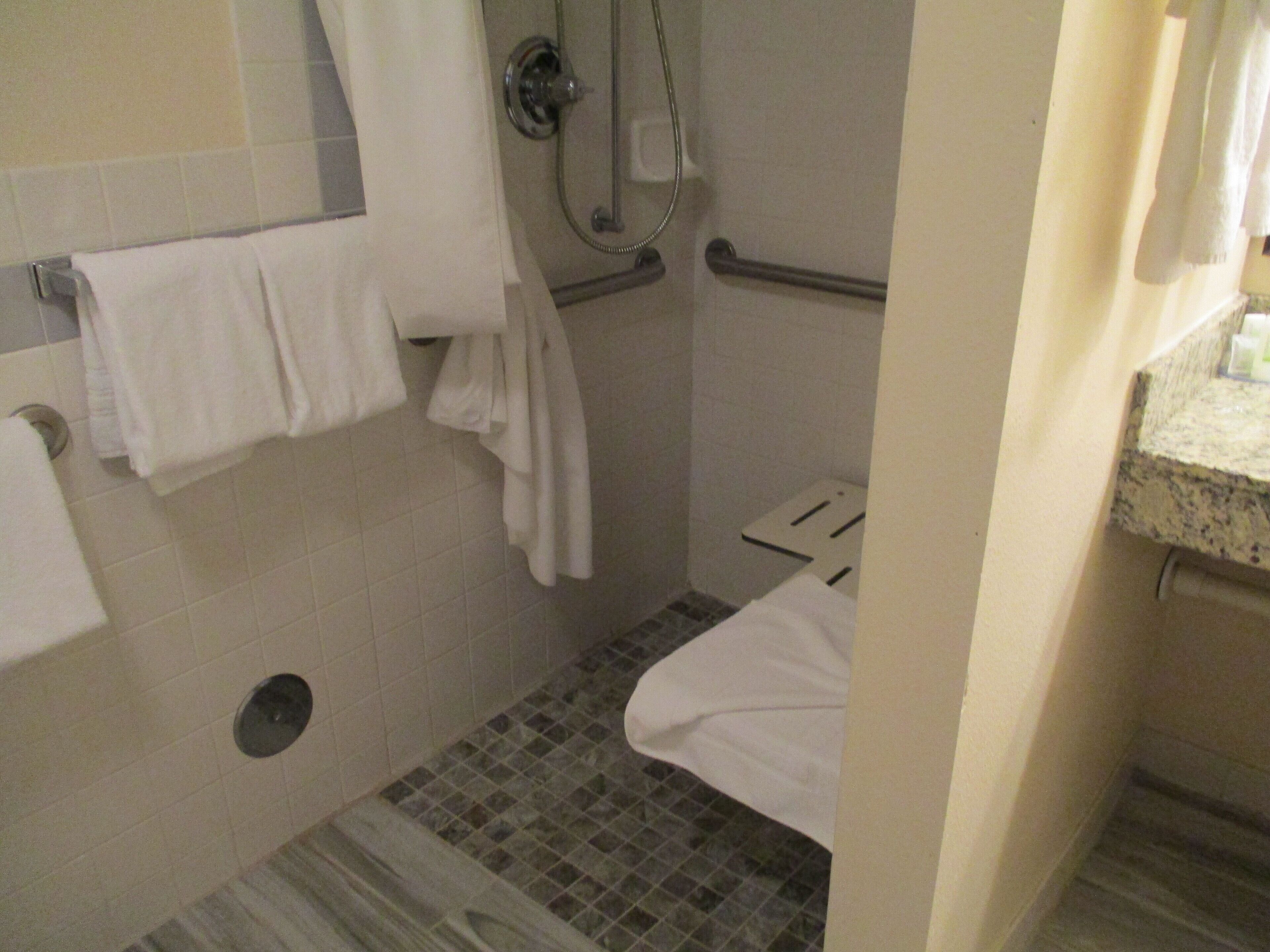 combined shower/bathtub, deep-soaking bathtub, free toiletries