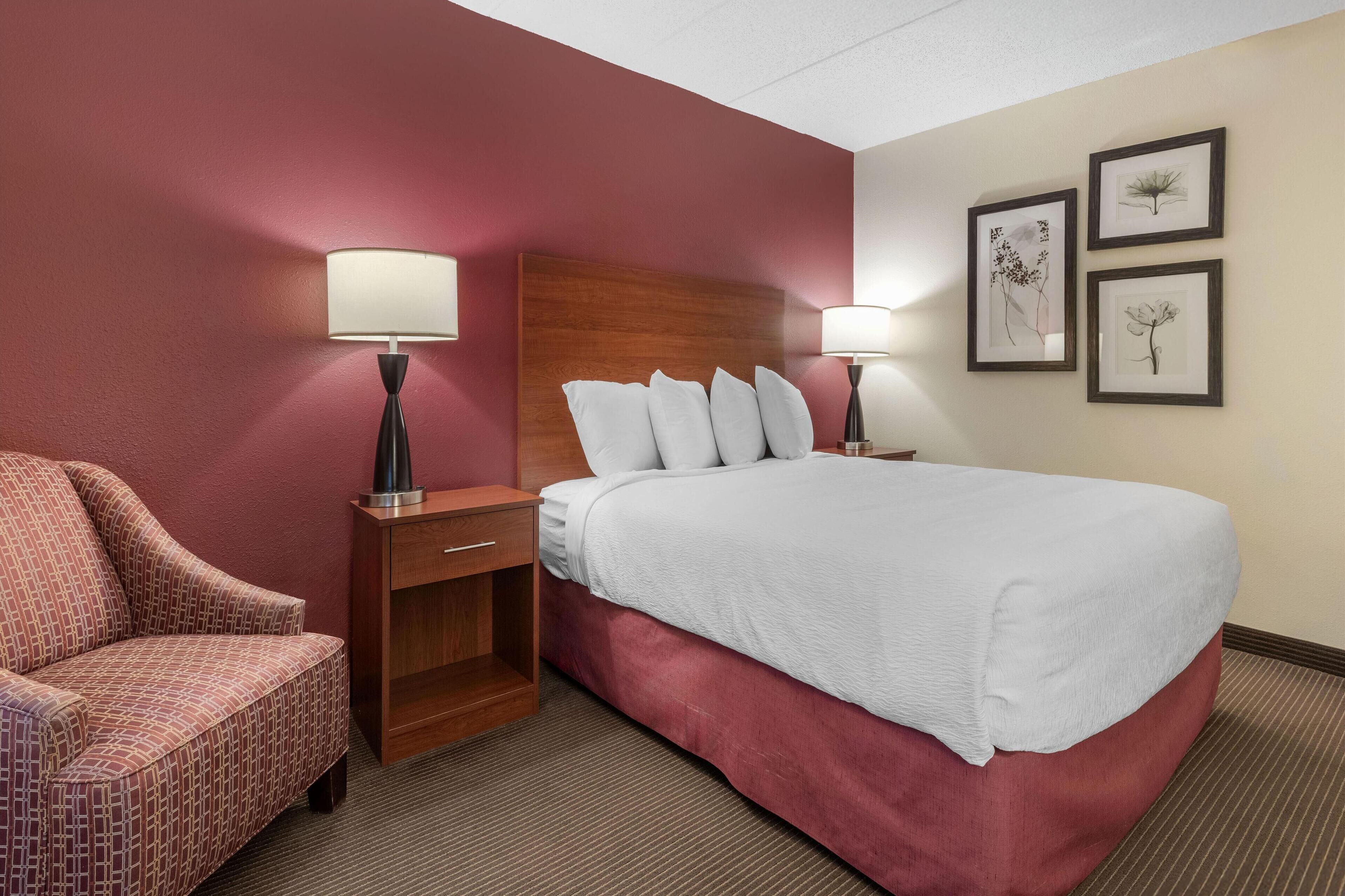 standard room, 1 queen bed, accessible, refrigerator & microwave | desk, laptop workspace, soundproofing, iron/ironing board