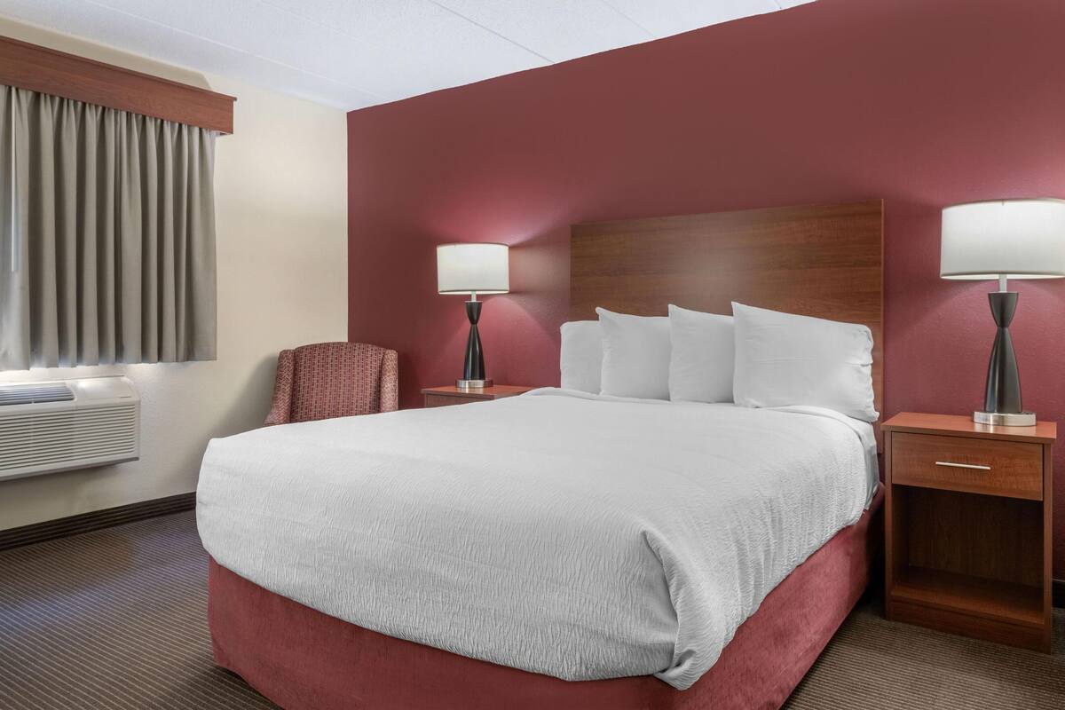 Standard Room, 1 Queen Bed, Accessible, Refrigerator & Microwave | Desk, laptop workspace, soundproofing, iron/ironing board