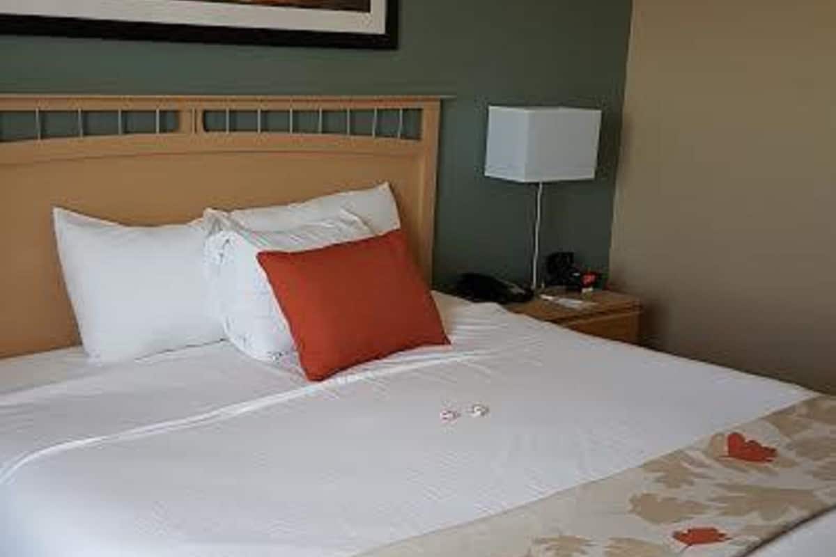 Escritorio, espacio para trabajar con laptop y cortinas blackout