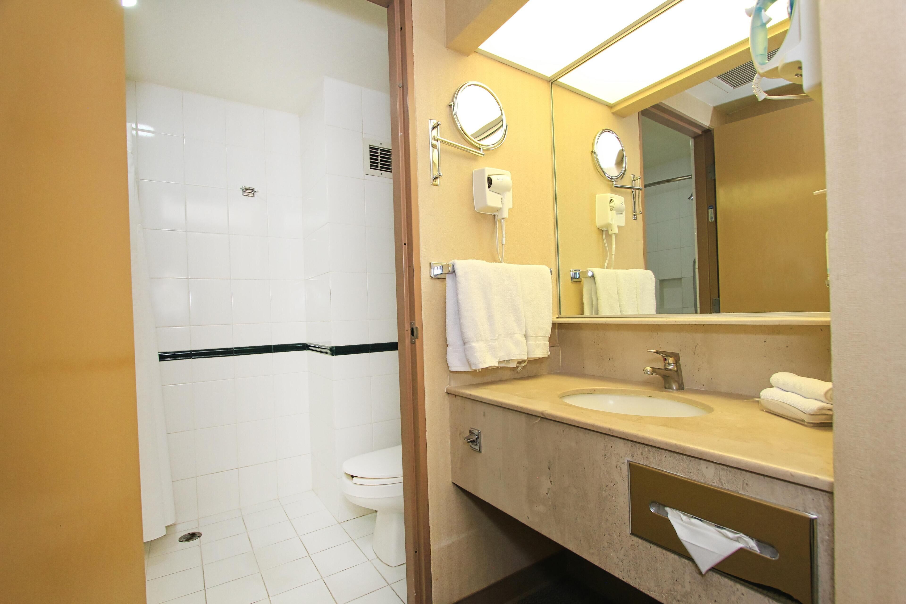 Bathroom | Shower, free toiletries, hair dryer, towels