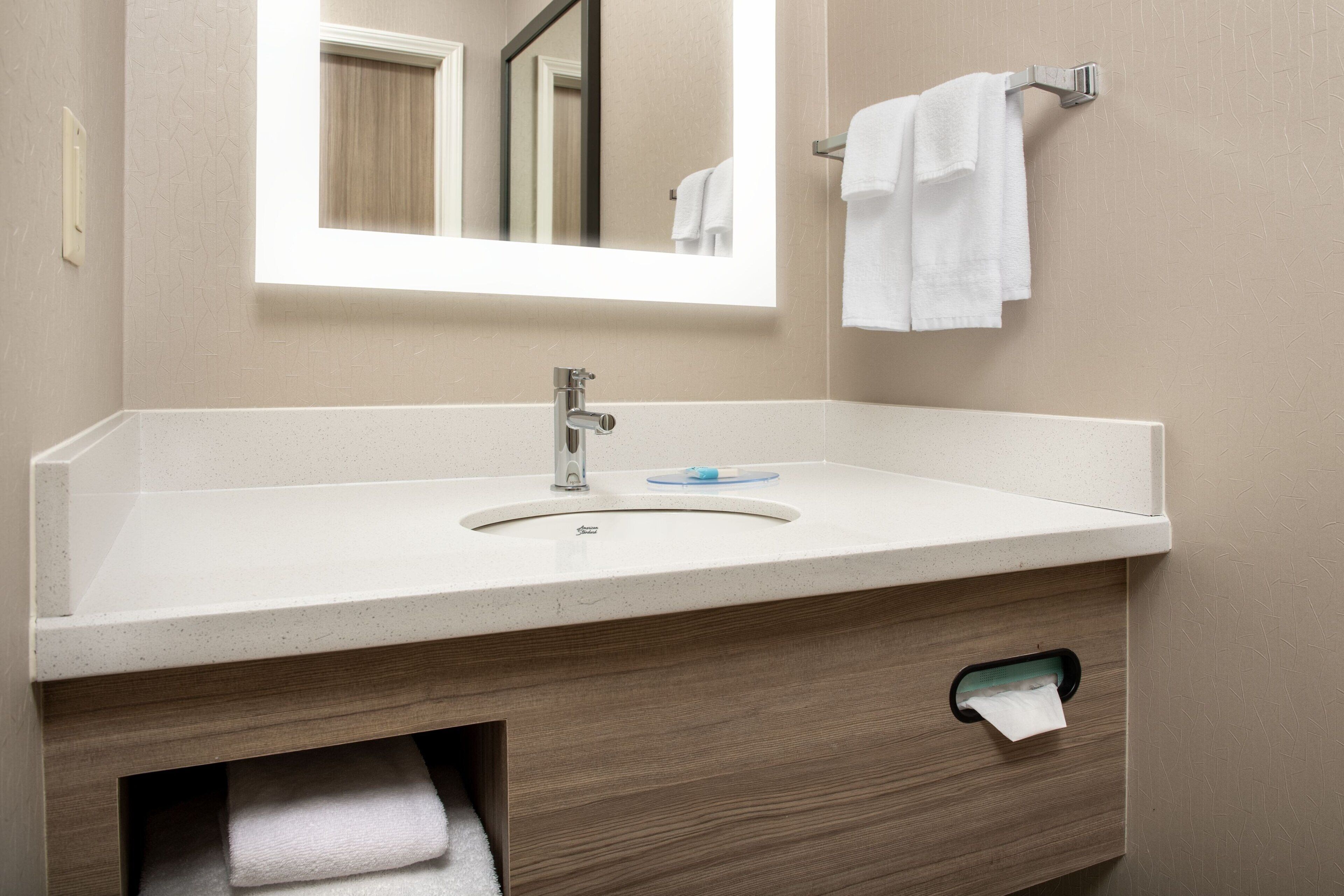 combined shower/bathtub, free toiletries, hair dryer, towels