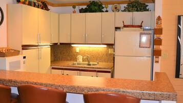Basic Condo, 2 Bedrooms | Private kitchen | Coffee/tea maker, full-size fridge, microwave, oven