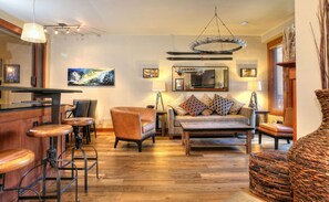 One Bedroom Condo - Plus Den | Living area | TV, DVD player - The Village at Palisades Tahoe (Olympic Valley)