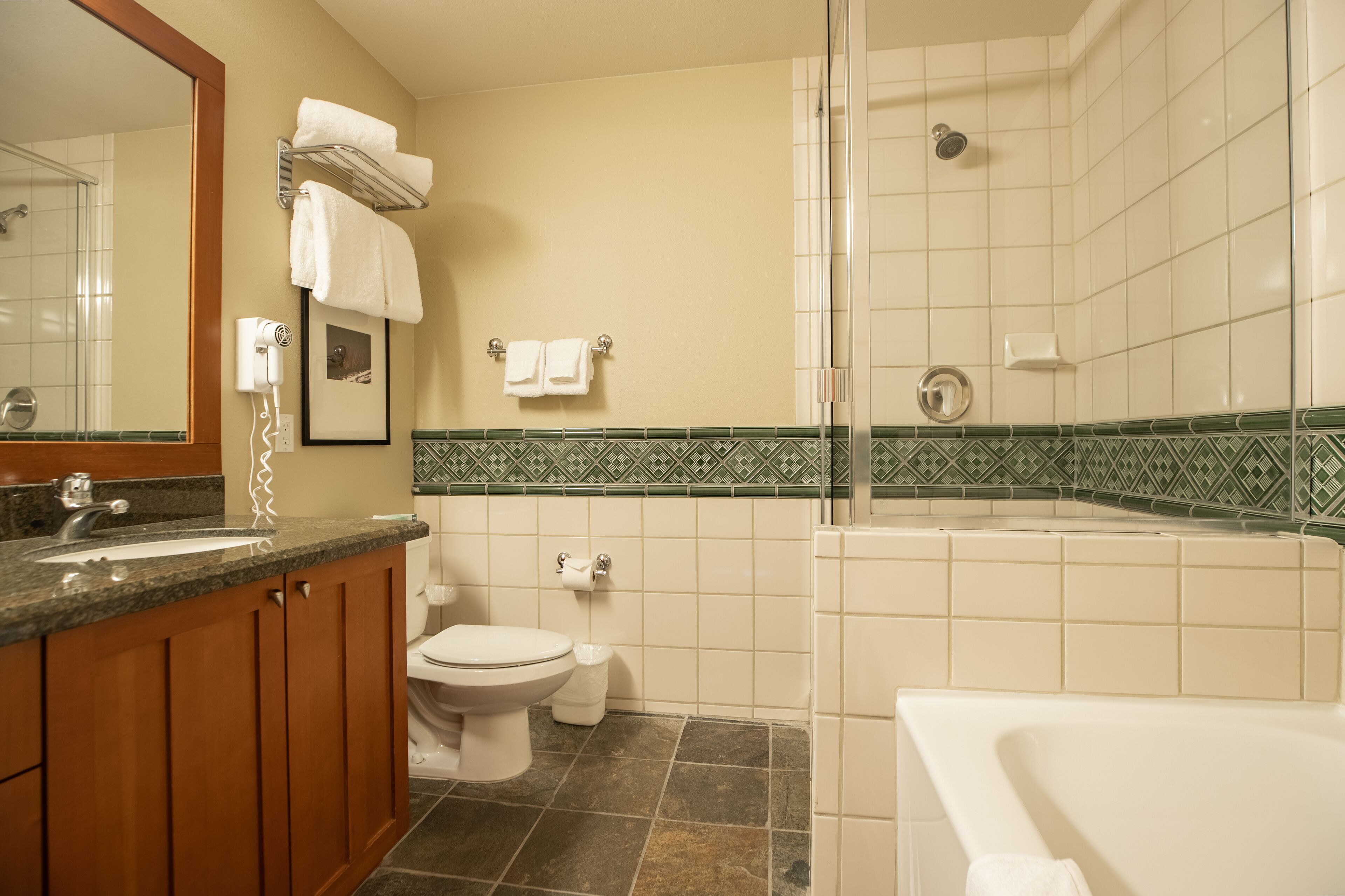 Une salle de bain avec un lavabo, des toilettes et une baignoire.