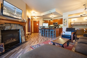 Premier Condo, One Bedroom with Den | Living area | TV, DVD player