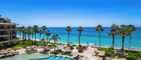2 outdoor pools, pool umbrellas, sun loungers