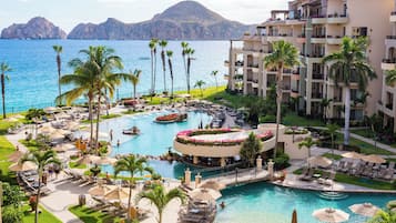 2 outdoor pools, pool umbrellas, sun loungers