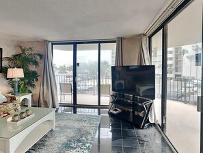 Condo, 3 Bedrooms, Balcony, Ocean View (T1 101 - No Pets) | Living area | 27-inch TV with cable channels, DVD player