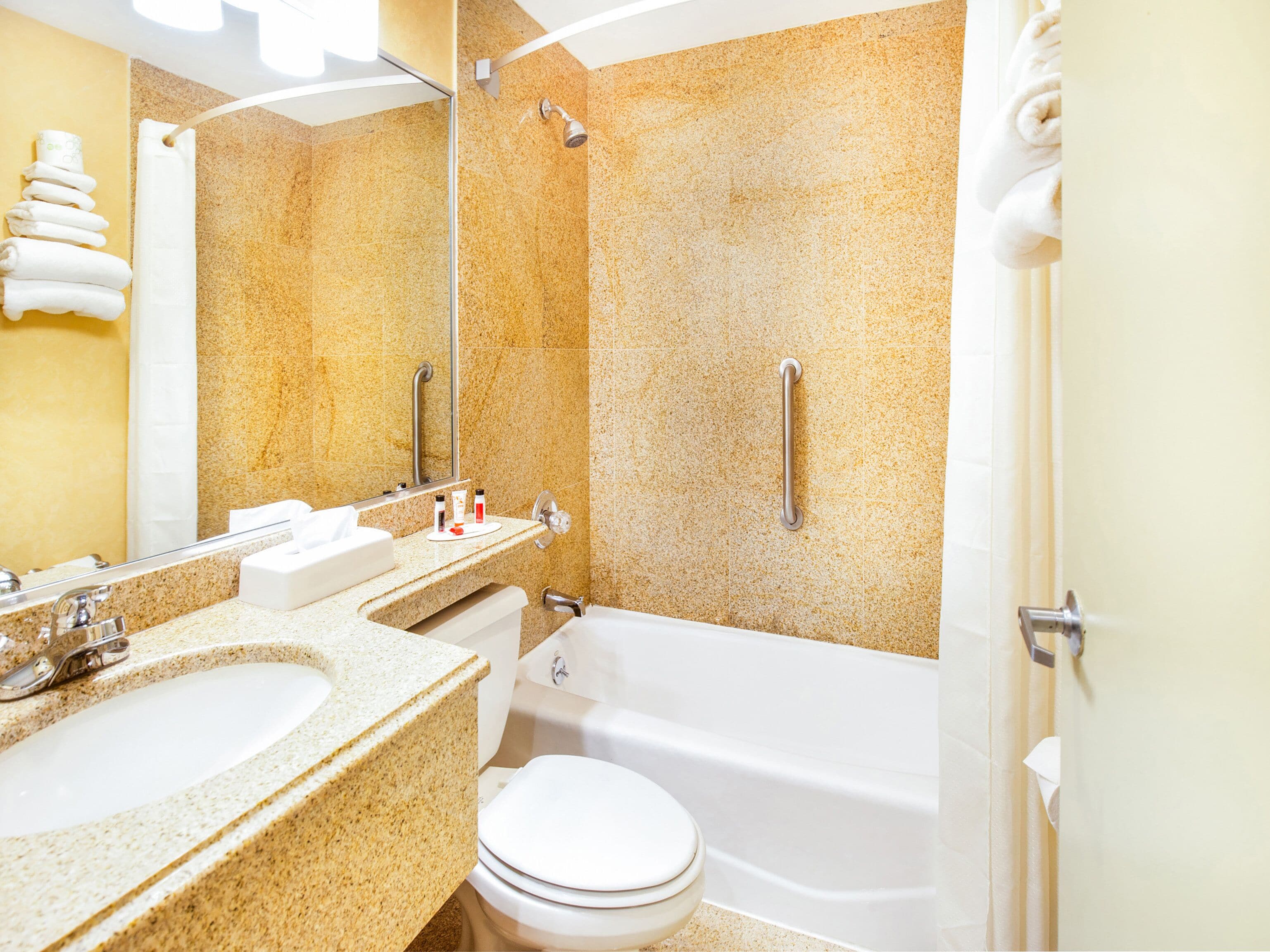 premium room, 1 king bed | bathroom | free toiletries, hair dryer, towels