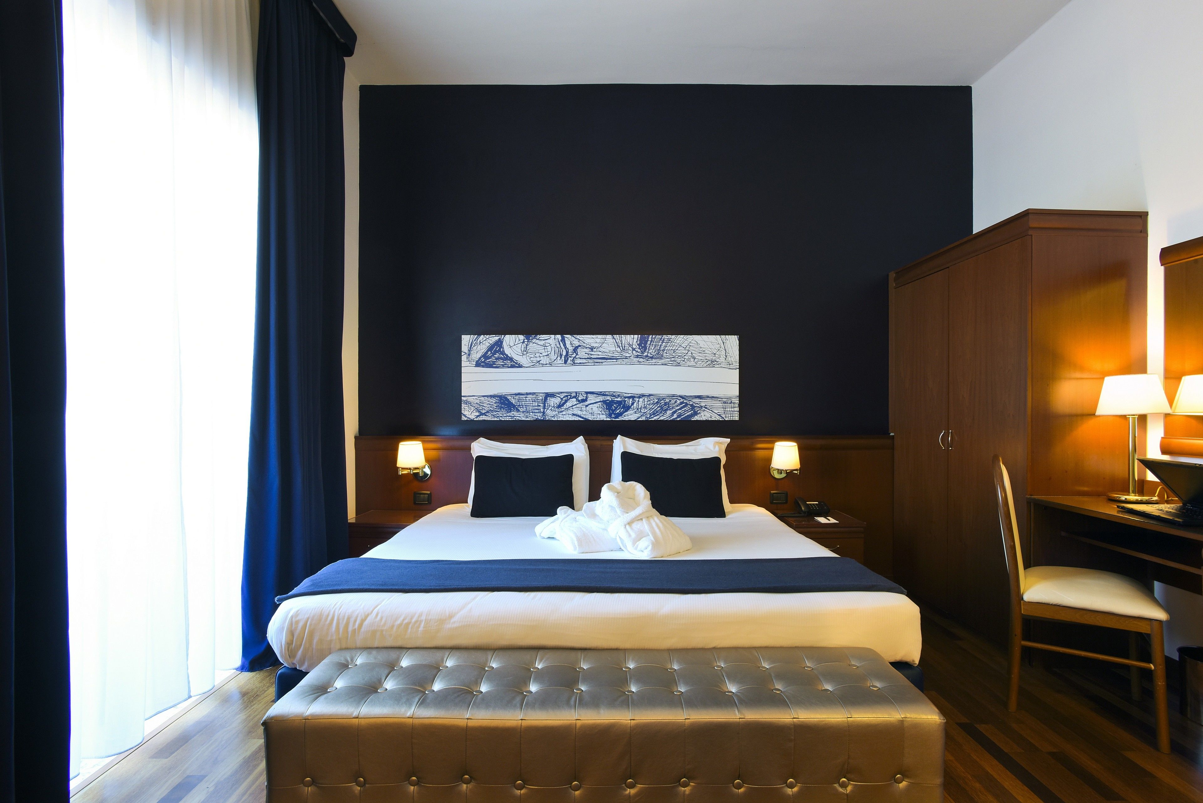 deluxe room, terrace, tower | down duvets, in-room safe, desk, laptop workspace