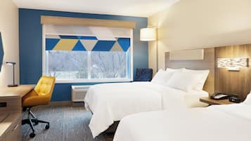 Premium bedding, desk, blackout drapes, iron/ironing board