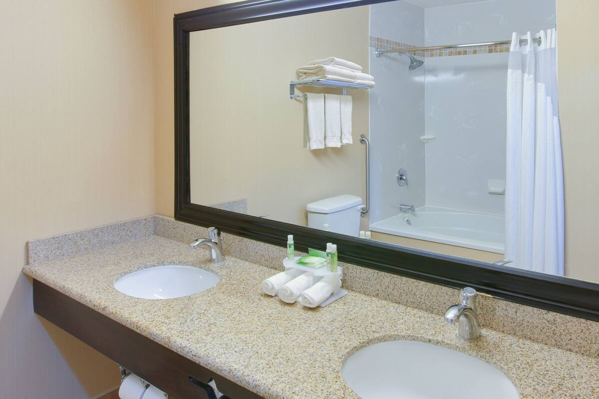 free toiletries, hair dryer, towels, soap