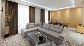 Exclusive-huone, 1 suuri parisänky | Oleskelualue | Taulutelevisio, maksullisia elokuvia