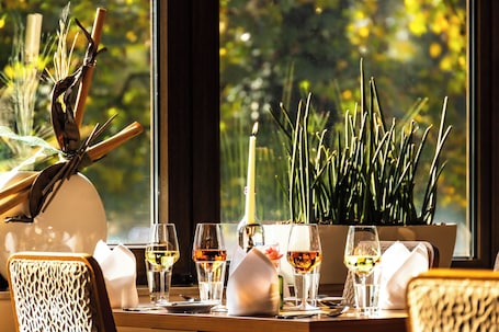 Breakfast, lunch, dinner served; international cuisine